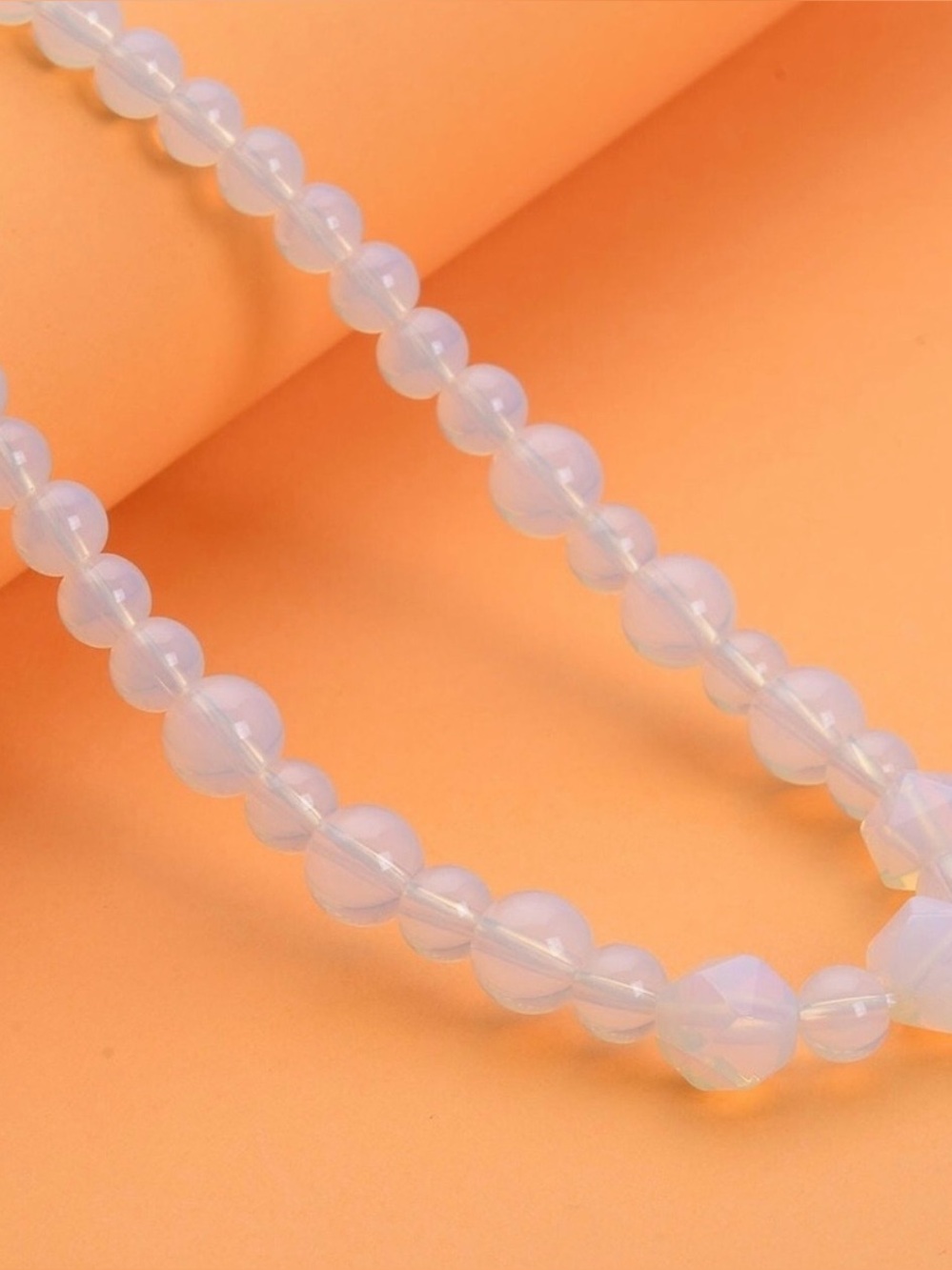 Opalite Bead Necklace - White Opalescent Women’s Jewelry
18-20 inch
